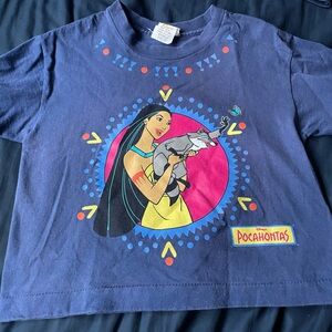 Disney Navy Kids Pocahontas Graphic Long Sleeve Tee with Pink & Yellow Accents